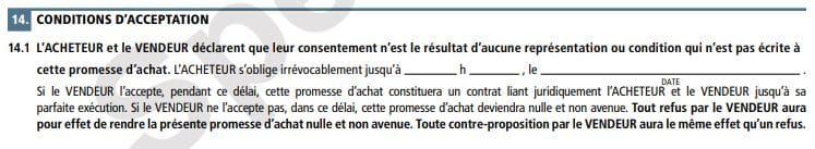 Promesse d'achat 14 - Courtier immobilier montreal